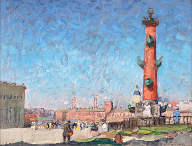 Константин Горбатов. Пейзаж с ростральной колонной на фоне домов. 1922 © Музей «Новый Иерусалим»